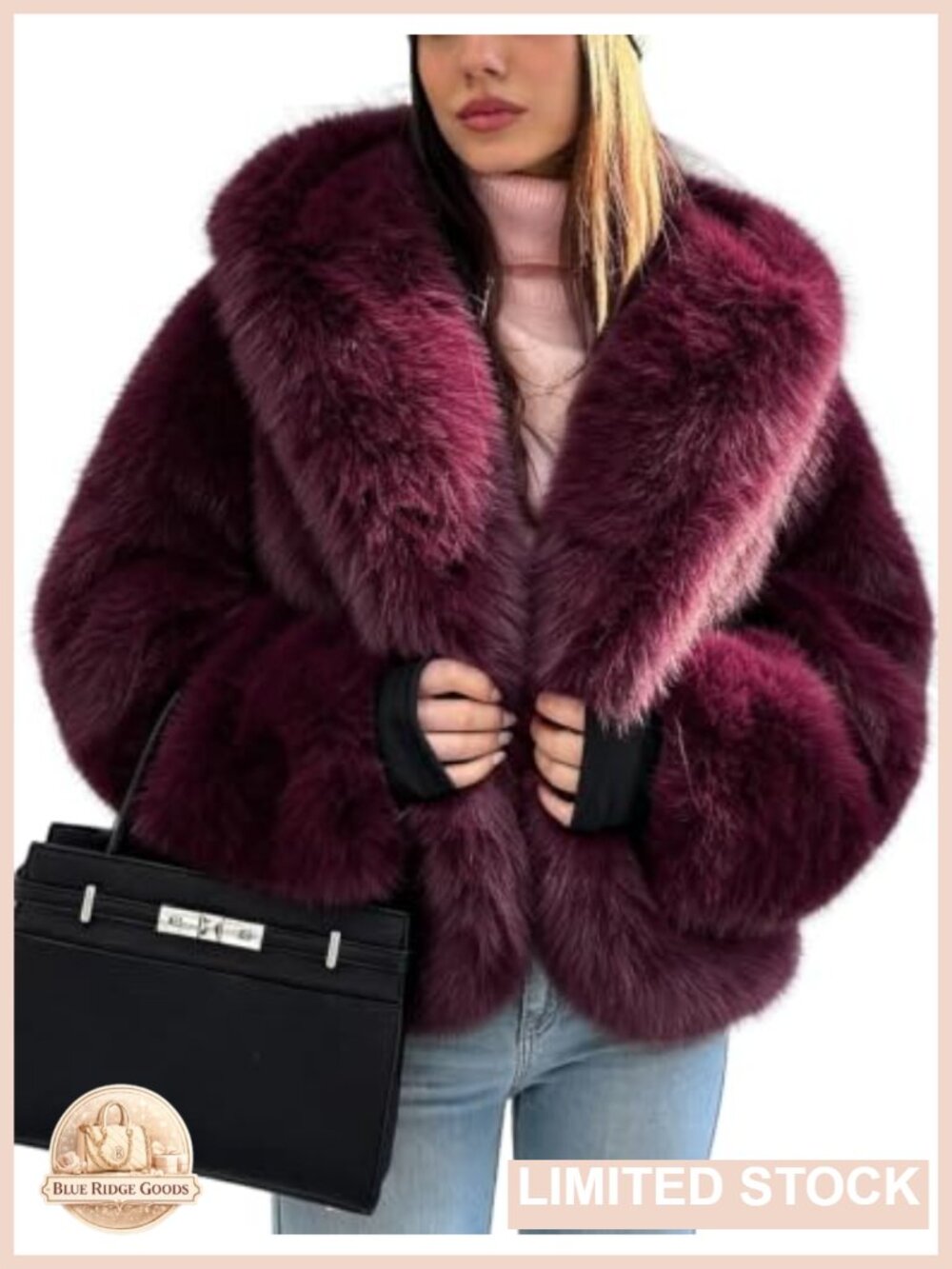 Women's Faux Fur Hooded Cropped Winter Shaggy Coat Fluffy Jacket